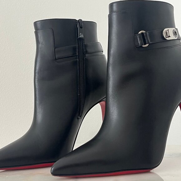 Christian Louboutin So Kate 100 Black Calf Skin Leather Booty Size 37.5 EU/7.5US - Picture 4 of 10